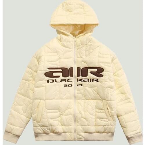 Winter Mens Parkas Vintage Letter Printed Thicken Warm Stand Collar Jacket Hip Hop Streetwear Oversize Loose Casual Coats Unisex