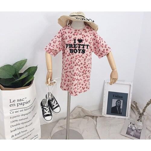 BFORTUNE Girls Dress Kids Dresses For Girls New Summer Dresses ChildrensO-Neck Pink Leopard Cotton Girls Clothing Robe Fille