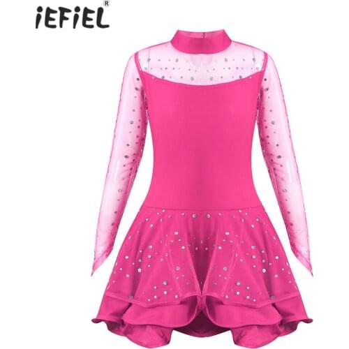 Sequins Girls Dresses for Party and Wedding See-through Mesh Princess Kids Dress Fashion Children Ballet Latin Dancewear