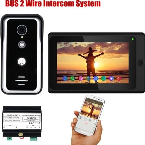 7 Inch Wired WIFI BUS 2 Wire Video Door Phone Intercom systems with HD 1000TVL Camera Night Vision,Support Remote APP unlocking