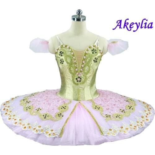 Pink Gold Professional Ballet Tutu Custom Adult Nutcracker Sugar plum fairy Classical Pancake Tutu Performance Ballet Costume