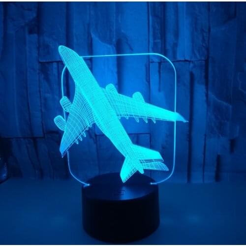 Aircraft Creative Gift Acrylic Colorful Night Lights 3d Unique Decorative Table Lights Childrens room decoration 3D night light