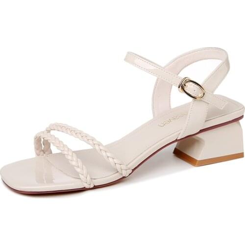 Open-Toe Thick-Heeled Summer Sandals One-Line Buckle Solid Color WomenS Shoes Water Platform WomenS Shoes
