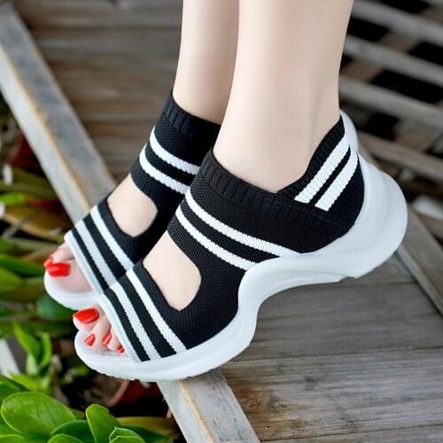 Women sandals 2021 summer shoes woman knitting breathable sandals wedges platform sandals lady comfortable shoes