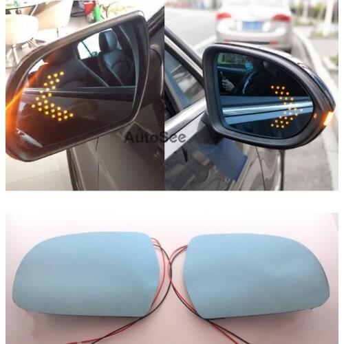 For Audi car rearview Blue mirror with steering signal LED light indicator alarm LCA Lane Change lamp warning