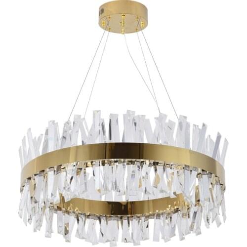 Youlaike Modern LED Chandelier for living Room Luxury Crystal Chandeliers Lighting Gold/ Chrome Polished Steel Design Hang lamp