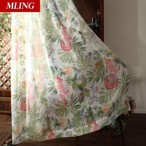 Modern Pastoral Curtains Blackout for Bedroom Printed Green Leaf Floral Living Room Blackout Curtain for Winodw Blinds Drapes