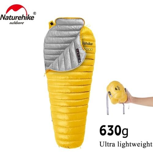 630g CW300 Ultralight Warm Sleeping Bag White Goose Down Sleeping Bag Adults Backpacking Camping Mummy Sleep Bags NH18S300-D