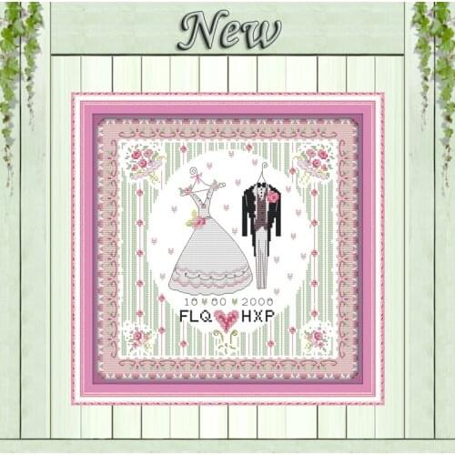 Wedding dress love home decor paintings diy Counted Printed on canvas DMC 11CT 14CT Cross Stitch kits Needlework Sets embroidery
