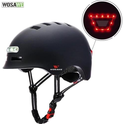WOSAWE Bike Helmets Cycling Helmet With USB Recharging Warning Headlamp Taillight Motorcycle Helmet Electric Bike Scooter Helmet