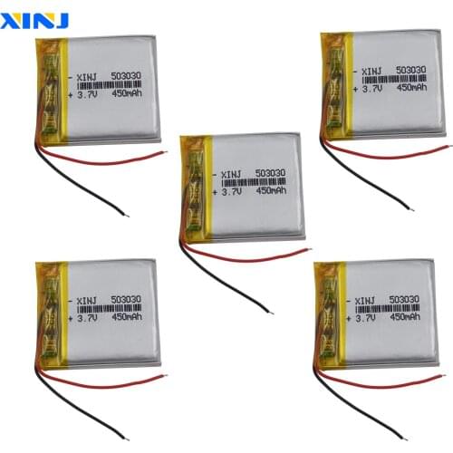 XINJ 5pcs 3.7V 450 mAh Lithium Polymer Battery li po 503030 For smart watch Telephone watches Bluetooth navigation Music player