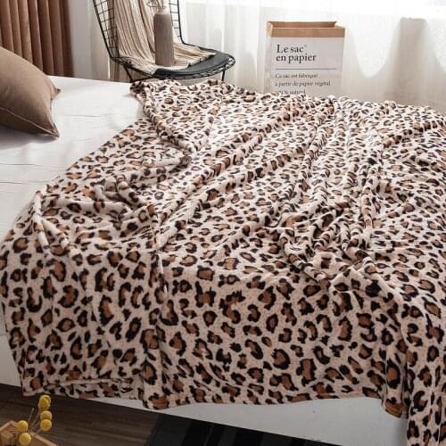 Leopard Printed Winter Warm Flannel Blankets For Beds Soft Warm Fuzzy Mink Throw Faux Fur Coral Fleece Airplane Blanket