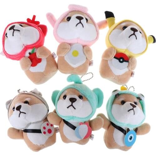1pc 12cm Shiba Inu Dog Plush Toy Stuffed Soft Animal Corgi Chai Keychain Toy Pendant Color Random