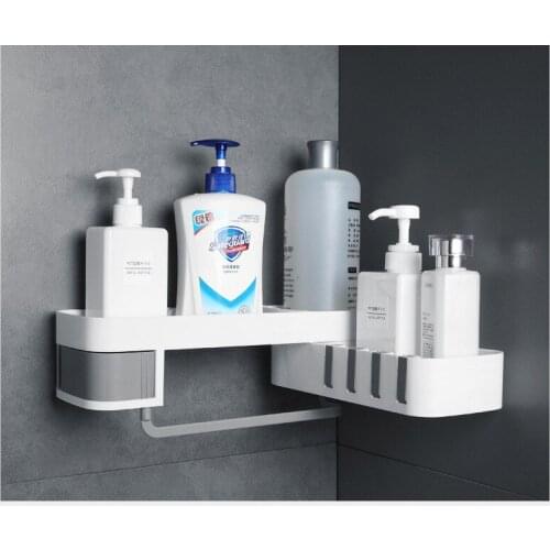 1PC Corner Shower Shelf Bathroom Shampoo Shower Shelf Holder Kitchen Storage Rack Organizer Wall Mounted Shelf Bathroom QA 202