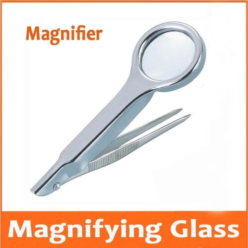 10X Metal 10 times tweezers stainless steel clip Magnifie Glasses Handheld Maintenance inspection observation magnifying glass