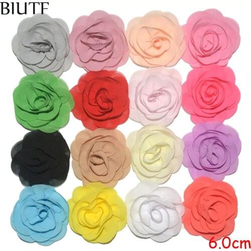 100pcs/Lot 6cm Small Chiffon Fabric Flower WITH/WITHOUT Clip DIY Decoration 26 Colors Available TH256