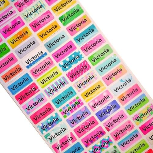 100 pcs Water Proof School Label Personalized Name Stickers Decal Multi Purpose Colorful Multi Color