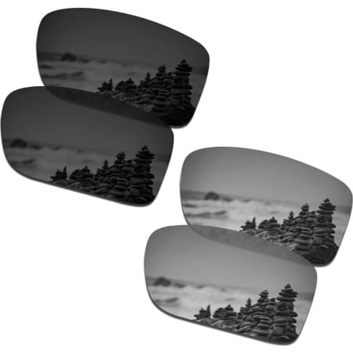 SmartVLT 2 Pairs Polarized Sunglasses Replacement Lenses for Oakley Double Edge Stealth Black and Silver Titanium