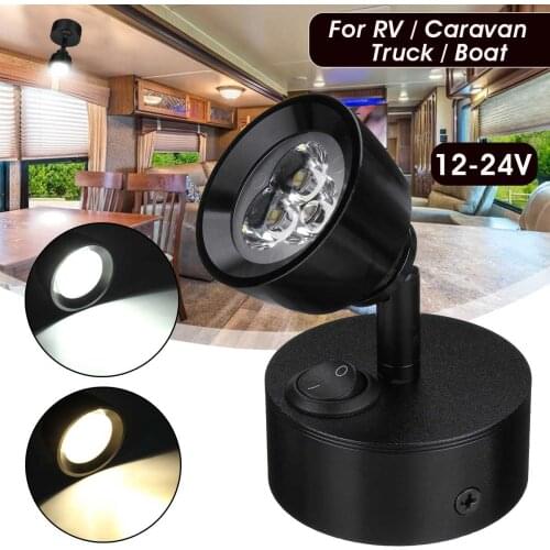 2pcs 12V 24V Aluminum Reading Light LED Spot Wall Light LED Reading Light For Camper Van Caravan Boat RV
