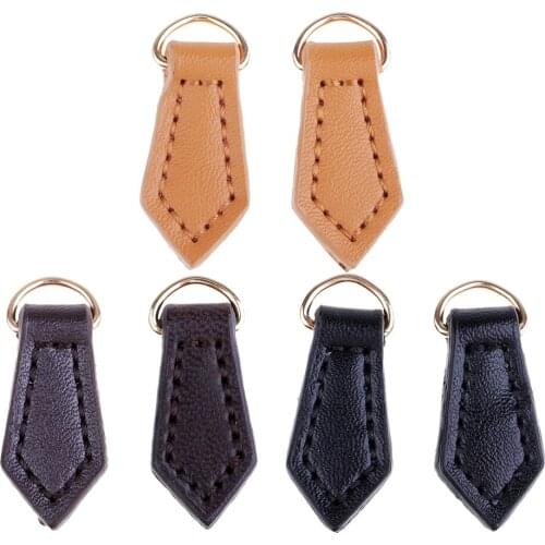 2Pcs Diamond Shape Leather Zipper Head Slider Puller Zipper Fixer Pull for Backpack DIY Bag Hand Pendant Luggage Accessories