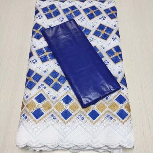 2021Quality African Nigerian Tulle Lace Fabric Prom Dress Damask Party Gown Swiss Cotton 2.5Yards+2.5Yards S2827