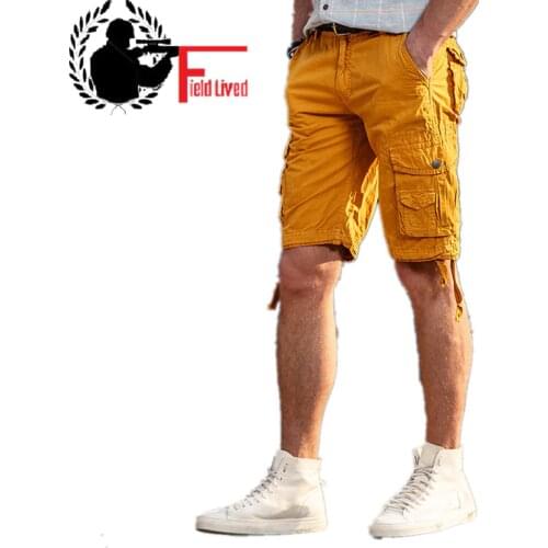 2020 New Mens Summer Military Cargo Shorts Capri Army Style Multi Pockets Bermuda Cotton Breeches Work Casual Short Male