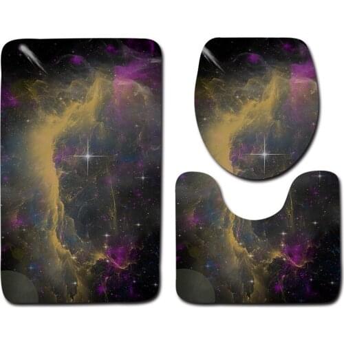 3pcs/set Vintage Cartoon Print Anti-slip Bathroom Floor Mat Home Decor Shower Non-Slip Rug Bath Door Mats Starry Sky