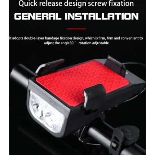 3 In 1 Bike Front Lamp With Bicycle Bell USB Rechargeable Bicycle Headlight Bike Head Light With Horn Mobile Electric Horn