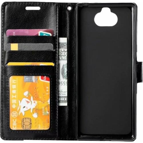 30pcs/lot Crazy Horse Wallet leather Stand PU+TPU Cover Case For Sony Xperia 1 10 10 Plus