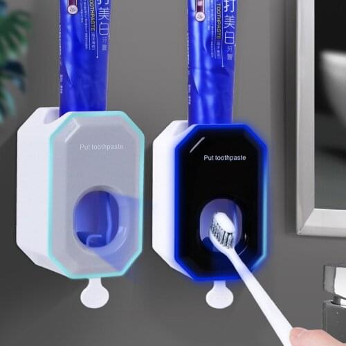 Automatic Toothpaste Dispenser Wall Mount Bathroom Bathroom Accessories Waterproof Toothpaste Squeezer Toothbrush Holder