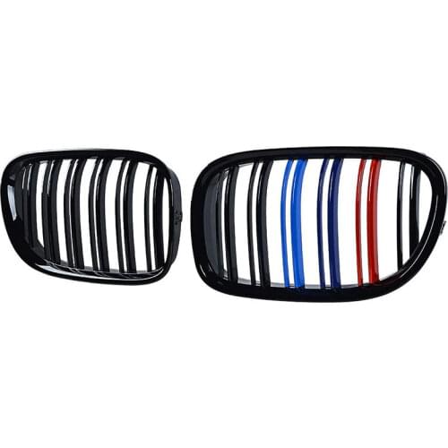 Car 2 Slat Double Gate Grills Front Kidney Grill Gloss Matt Black For BMW F01 F02 F03 F04 7 Series 2009-2015 Auto Accessories