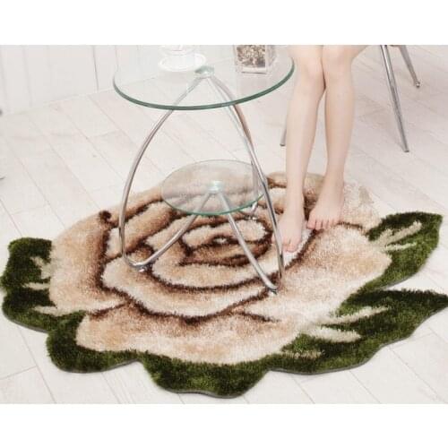 Floral bedside rug Custom mat Logo customize carpet silk mats Shaggy rugs for living room Bedroom Round Floral Carpet