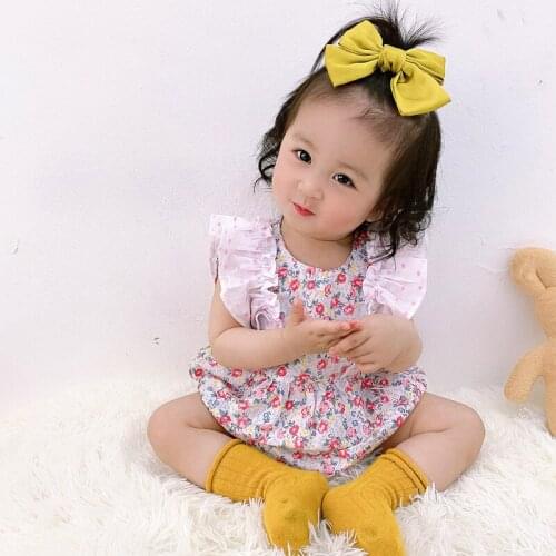 Baby Clothes Girl Childrens Clothing Baby Onesies Floral Flying Sleeves Baby Thin Romper Romper Bag Fart Clothes Summer