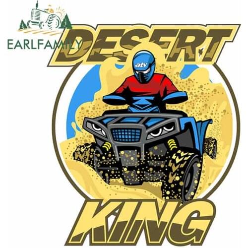 EARLFAMILY 13cm x 11.1cm for Quad Bike In Desert Car Stickers Truck Decal DIY Anime Waterproof Vehicle Bumper 3D Window Decor