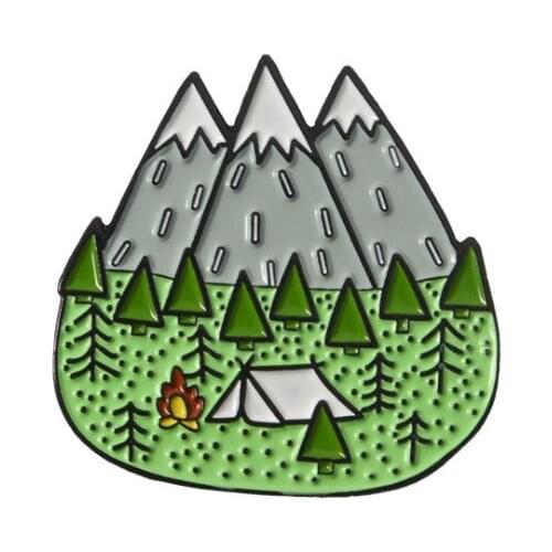 Enamel Pin women brooches Snow mountain peak badge Brooch