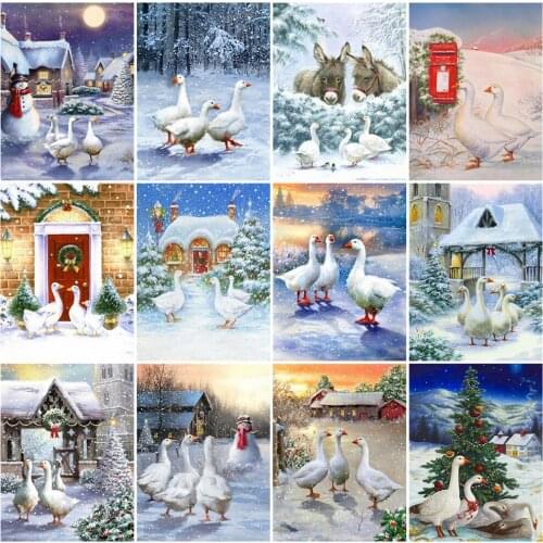 EverShine Diamond Painting Goose Full Square 5D Diamond Embroidery Animal Mosaic Kits Christmas Picture Rhinestones Home Decor