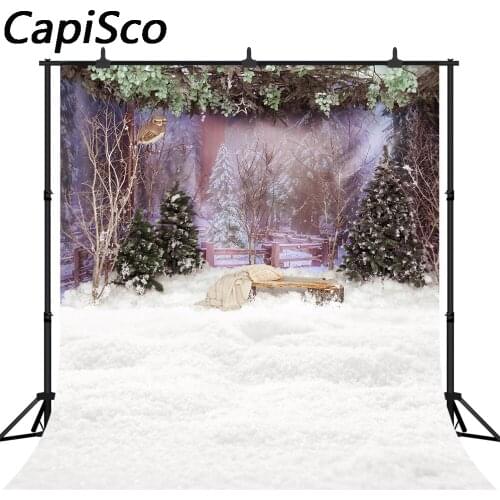 Capisco Christmas Winter Snow Photography Backdrop Forest Tree Background Photo Studio Props New Year Family Party Decor