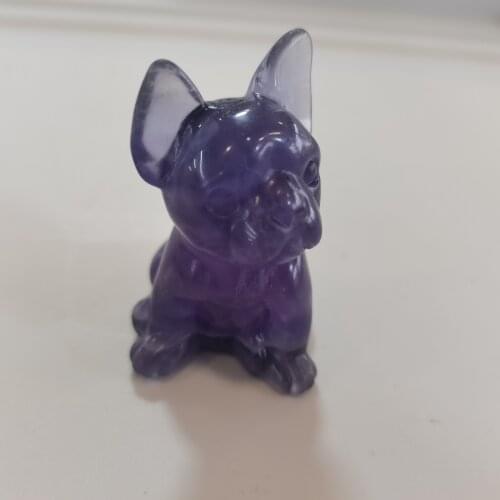 AAAAA+ Natural Fluorite Dog Hand Craved Animals Quartz Polished Healing Decoraction Meditation Stone