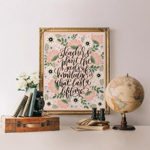 Teachers Gift for Teacher Appreciation Prints Poster Quote About Teachers Calligraphy Wisdom Canvas Painting Office Wall Decor