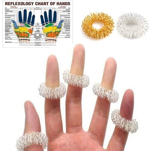 Stainless Steel Finger Massage Ring Acupuncture Therapy Relax Hand Blood Circulation Pain Relief Health Care