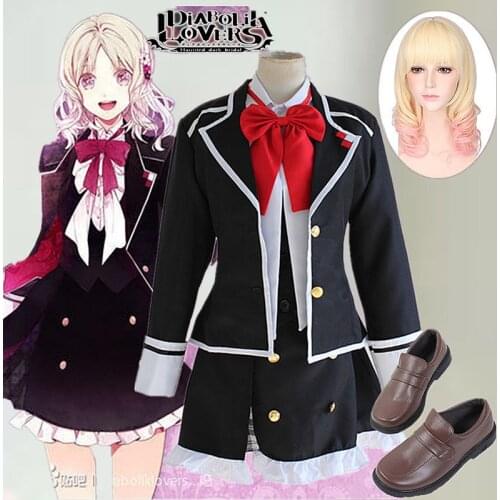 Komori Yui Cosplay Anime DIABOLIK LOVERS Costumes Halloween Carnival Women Uniforms + wigs Komori Yui Full set School Uniforms