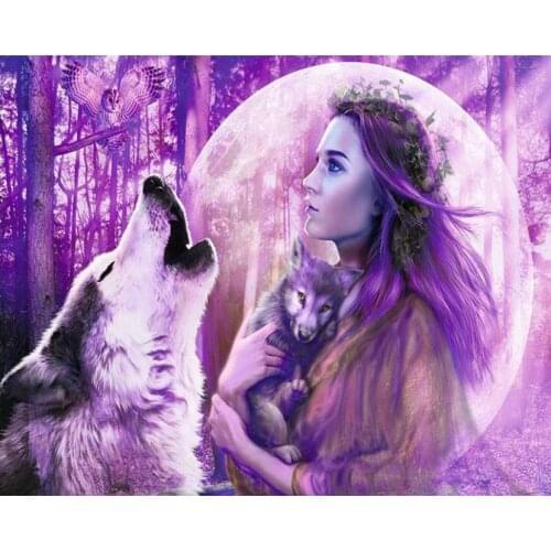 Beauty beast diamond mosaic painting wolf rhinestone embroidery animals diamond art drawing picture puzzle wall paper home decor