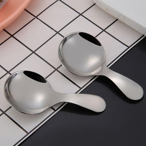 Mini Stainless Steel Spoon Short Handle Seasoning Spoon Tea Dessert Small Spoon Children Spoon Kitchen Utensils