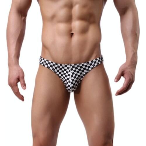 Breathable Men Plaid Briefs High Quality Mens Underwear Soft Cotton Brief Low Waist Panties Cueca Calzoncillos Sexy Male Briefs