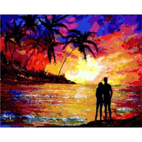 DRAWJOY Framed Home Decor Picture Painting By Numbers Wedding Decor DIY Canvas Oil Painting Wall Art For Living Room Picture