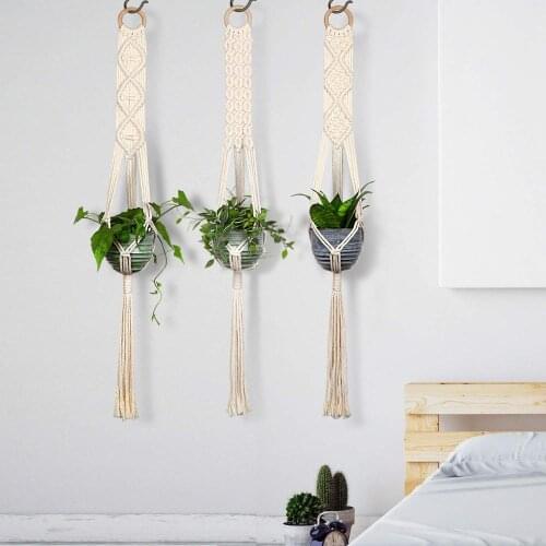 Set of 3 Macrame Plant Hangers Hanging Planters for Indoor Outdoor Plants 40 Inch in Length