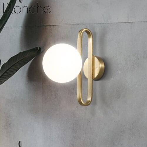 Nordic Glass Ball Bedside Wall Lamp Fashion Retro Brass Molecule Design Wall Light Kitchen Foyer Study Decor Led Indoor Lighting
