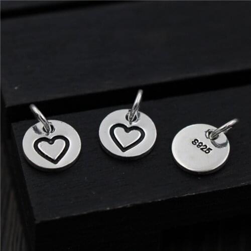 8mm Round Love Heart Medallion Charms 100% 925 Sterling Silver Bracelets Earrings Pendants DIY Jewelry Making Fine Accessories