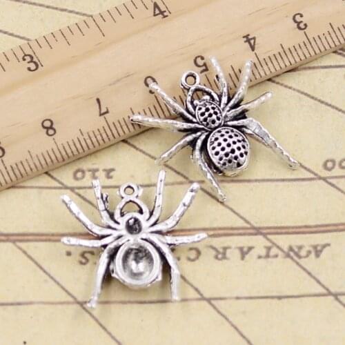 10pcs Charms Spider Halloween 25x26mm Tibetan Silver Color Pendants Antique Jewelry Making DIY Handmade Craft Pendant
