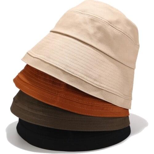 Simple Design Solid Bucket Hats Women Men Panama Fishing Fisherman Cap Cotton Foldable Outdoor Sun Hats Unisex kapelusz rybacki